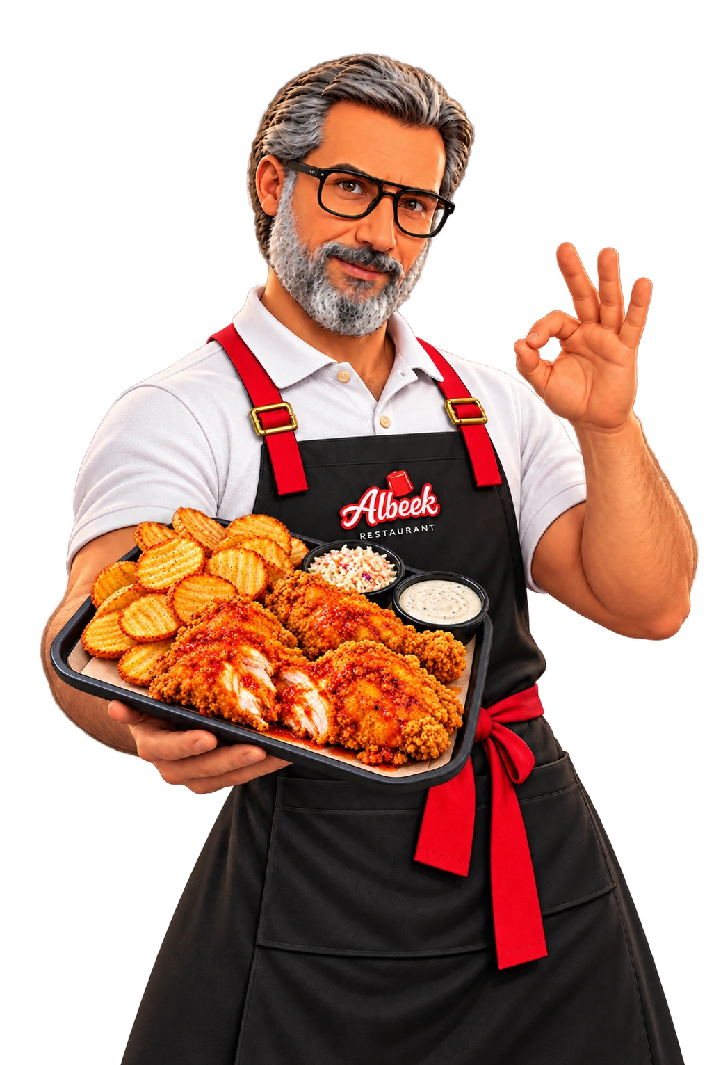 Amir welcoming you to Albeek with our injected chicken and potatoes