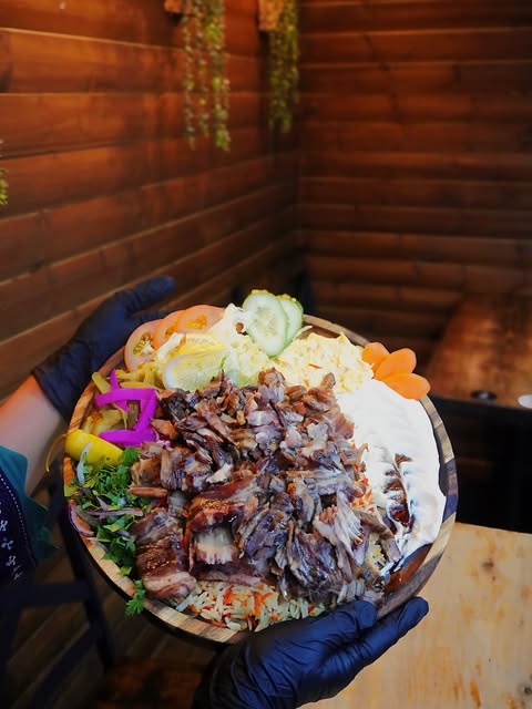A generous shawarma platter at Albeek Manchester